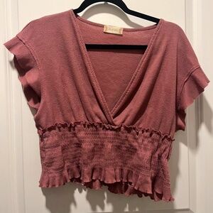 Dark pink/purple ruffle top from Altar'd State